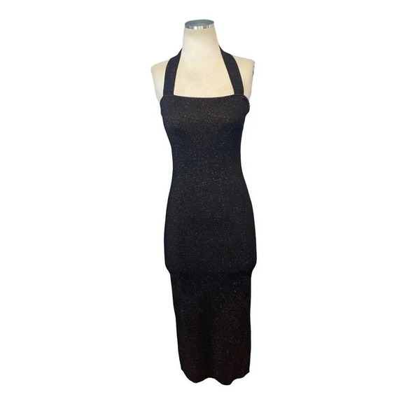 Victor Glemaud Halter lurex-knit Midi Dress In Black XSmall New Cocktail - Picture 4 of 13